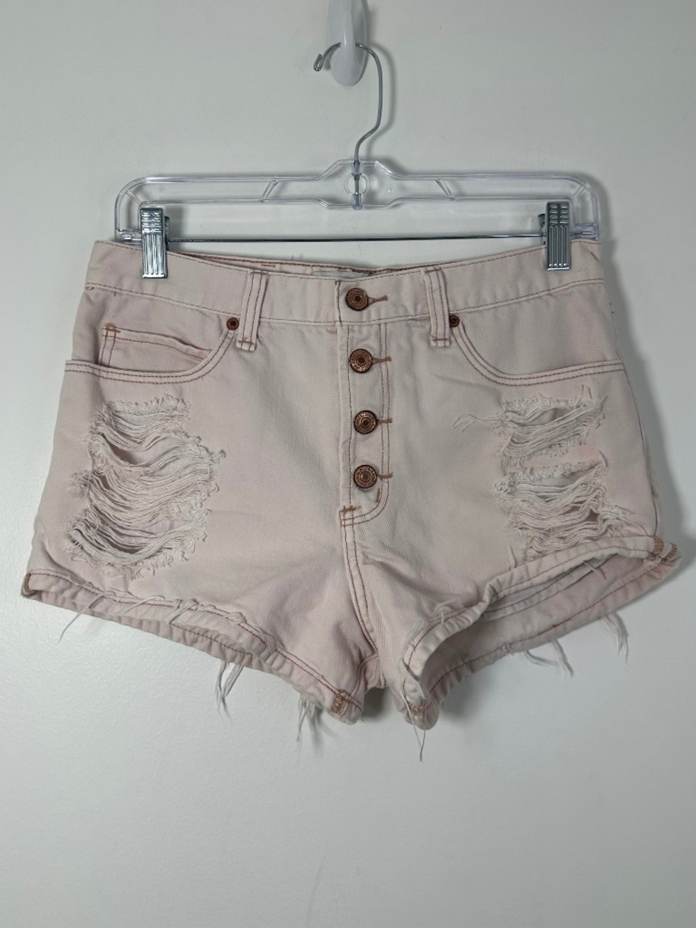 Abercrombie & Fitch Womens Sz 4 27W Distressed High-Rise Button-Fly Denim Shorts